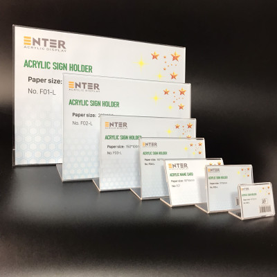 Kệ mica 1 mặt Enter F07-L 90x55mm, Kệ menu chữ L, Khung thông tin sản phẩm, Khung bảng giá, Kệ trưng bày để bàn