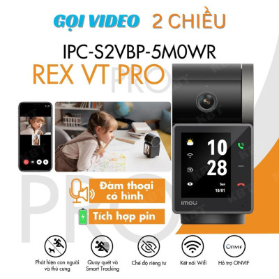 Camera Wifi Trong Nhà IMOU Rex VT Pro 3K S2VBP Pin Sạc Xoay 360, Gọi Video 2 Chiều - TRANGIATELECOM Hàng nhập khẩu