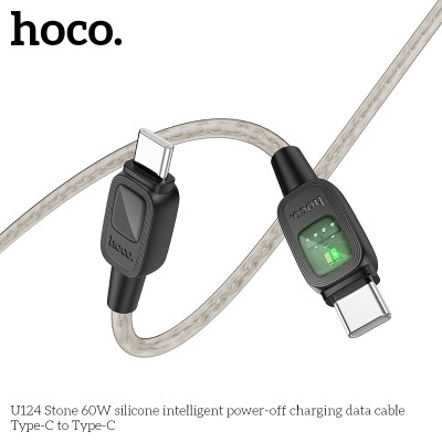 Cáp Sạc Và Truyền Dữ Liệu Sạc Tắt Nguồn Thông Minh Silicone Dành Cho Hoco U124 Type C To Type C 60W Dây Dài 1.2M Hàng Chính Hãng