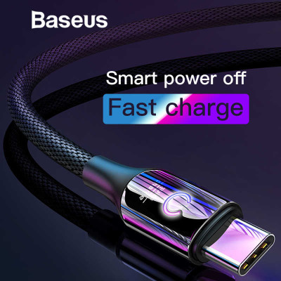 Cáp Type-C tự ngắt Baseus C-shaped Light Intelligent 3A dài 1m - Hàng chính hãng