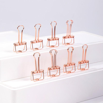 Kẹp bướm kim loại văn phòng Deli - Set 6/8 chiếc - Màu vàng hồng - 9414 / 9415