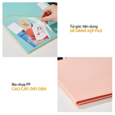 Bìa kẹp tài liệu trình ký ngang nhựa PP, A4, thương hiệu AO+
