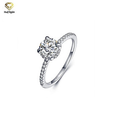 Nhẫn bạc Ý 925 Huệ Ngân - 4 chấu đính đá 6li RR1253