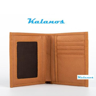 Bóp Ví da bò nam cao cấp Kanalos KBN090-Bo, ví da nam dáng đứng rẻ đẹp, màu vàng bò