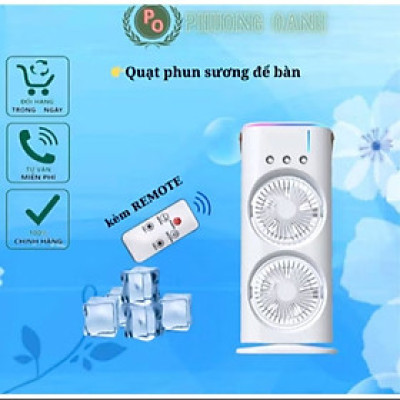 1 CÂY QUẠT PHUN SƯƠNG 2 TẦNG GIÓ SIÊU MÁT LẠNH CÓ ĐIỀU KHIỂN TỪ XA TÍCH ĐIỆN HÀNG CHUẨN 