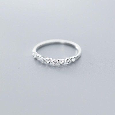 Nhẫn bạc trái tim điểm đá nhẹ nhàng tinh tế Dế Bạc - N5544