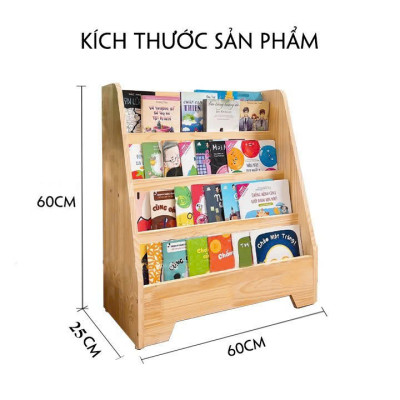 Kệ Sách Cho Bé Bằng Gỗ Montessori 4 Tầng Để Sàn Nhiều Ngăn Đựng Sách Vở Kệ Sách Lớp Học Mầm Non Tiểu Học
