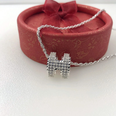 Dây Chuyền Vòng Cổ Bạc Chuẩn 925 Xoắn Kép Chữ H Phay Máy Sang Trọng Sáng Đẹp BẠC HIỂU MINH DMD456