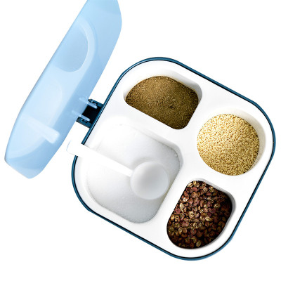 Hộp đựng gia vị 4 ngăn kín khí , chống ẩm ướt, Hũ gia vị chia ngăn có nắp đậy kèm thìa tiện lợi