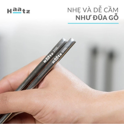 Bộ Đũa inox 10 Đôi Haatz CIM316 - Đũa inox 316L Siêu Bền, An Toàn Cho Sức Khoẻ, Bảo Hành 24 Tháng