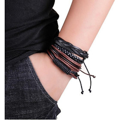 Set 4 vòng tay Handmade nam cá tính, Phong cách mạnh mẽ, trẻ trung.