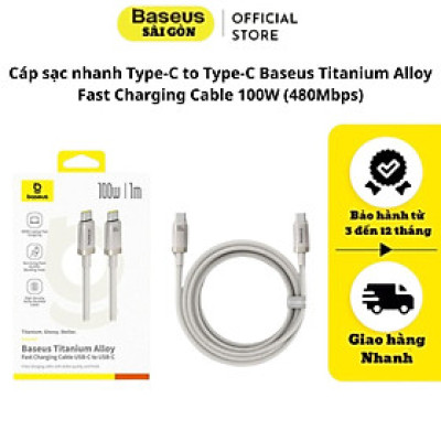 Cáp sạc nhanh Type-C to Type-C Baseus Titanium Alloy Fast Charging Cable 100W (480Mbps) - Hàng chính hãng