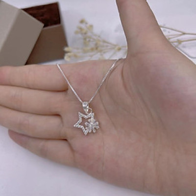 Bộ trang sức dây chuyền và bông tai chất liệu bằng bạc s925 xi kim MS168a - bán lẻ từng món