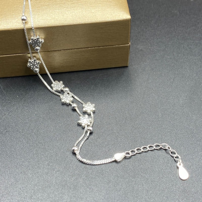 Lắc Tay Bạc 925 Bông Tuyết Dây Kép BẠC HIỂU MINH LTU655