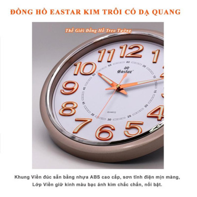 Đồng hồ Treo tường EASTAR KIM TRÔI Tròn có DẠ QUANG - Bảo hành 1 năm - Tặng Pin Maxell