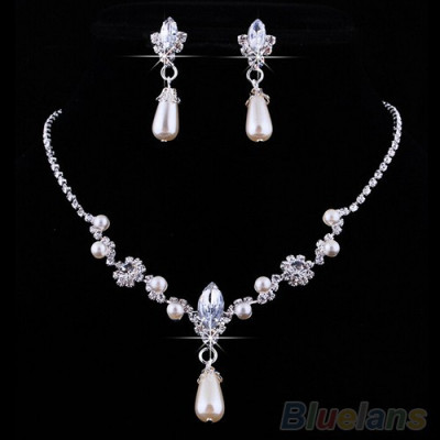 Bộ trang sức cô dâu xinh đẹp 2 món giọt nước rhinestone  CD2204