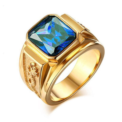 Nhẫn nam titan cao cấp thời trang chạm rồng 2 bên trangsucpt đá xanh lá inox thép không gỉ PTNNA253