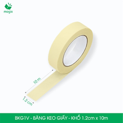 BKG1V - Block 24 cuộn băng keo giấy khổ 1.2cm x 10m - Băng dính giấy viết được, chặn màu sơn