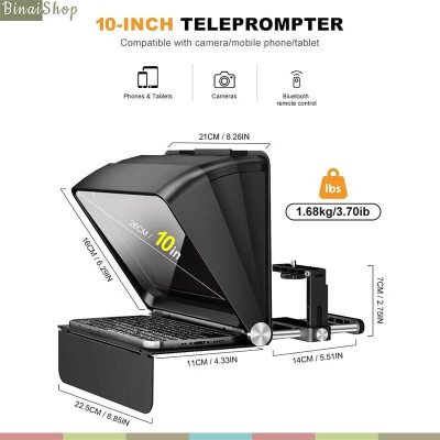 Lensgo TC7 II - Máy Nhắc Chữ 10 Inch Sử Dụng Điều Khiển Từ Xa Bluetooth Dành Cho Điện Thoại, Máy Ảnh - Hàng nhập khẩu