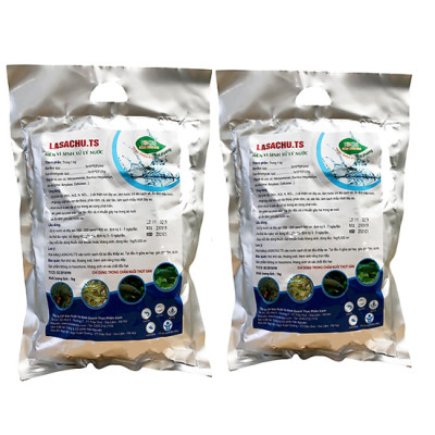 Combo 2 gói Men vi sinh xử lý nước ao hồ Cá Tôm - LASACHU. Làm trong nước, sạch nhớt đáy. Khử mùi hôi, tiêu khí độc (NH3, N, NO2, H2S). Ức chế vi khuẩn gây hại. HSD: 2 năm