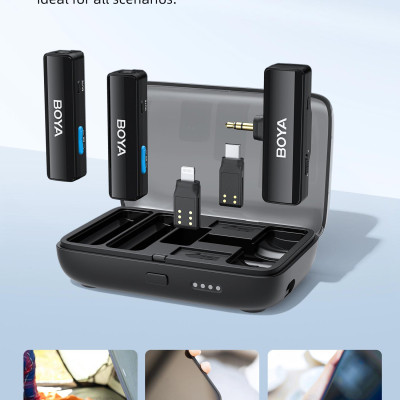 BoyaLink - Micro thu âm không dây 3 trong 1 dành cho Điện Thoại/ Máy Ảnh - Hàng chính hãng