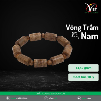 Vòng Tay Trầm Hương Nam - Trầm Chìm - Thiên Nhiên - Kiểu Đốt Trúc