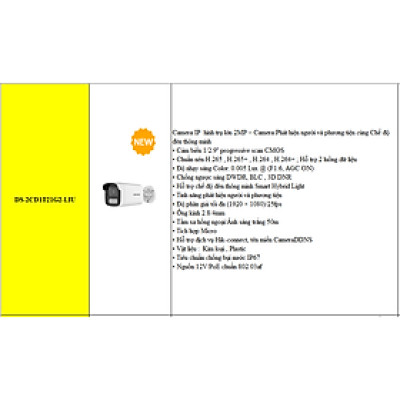 CAMERA IP 2MP HIKVISION DS-2CD1023G0-IUF, liền mic (Hàng chính hãng Hikvision)