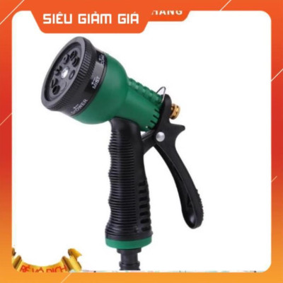 Vòi xịt rửa xe,Vòi phun nước tưới cây tăng áp thông minh 8 chế độ 815498 (cút vàng,nối xanh - dây vàng)