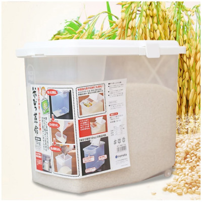Combo  01 Thùng đựng gạo Inomata cao cấp 10kg (kèm ca đong) + 01 Muôi xới cơm Ion bạc kháng khuẩn, chống dính Nakaya  - Made in Japan