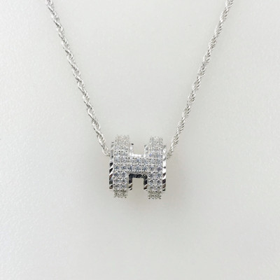 Dây Chuyền Vòng Cổ Bạc Chuẩn 925 Xoắn Kép Chữ H Phay Máy Sang Trọng Sáng Đẹp BẠC HIỂU MINH DMD456