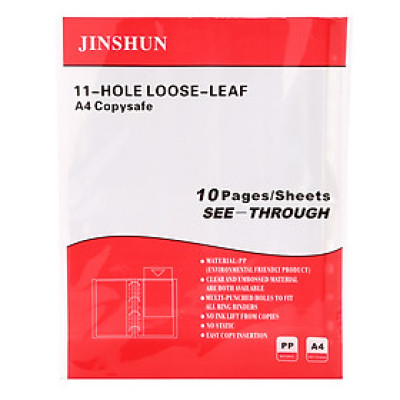 Xấp 10 Cái Bìa Lỗ A4 Jinshun - Màu Đỏ