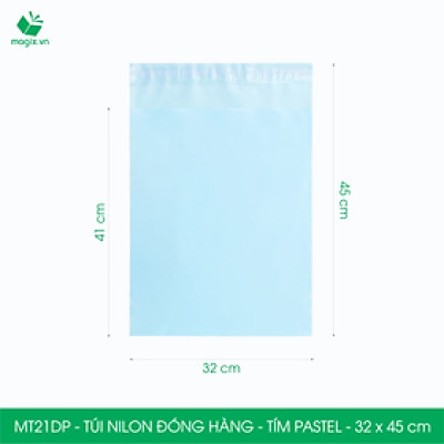 MT21DP - 32x45 cm  - Túi nilon gói hàng - 100 túi niêm phong đóng hàng màu xanh pastel