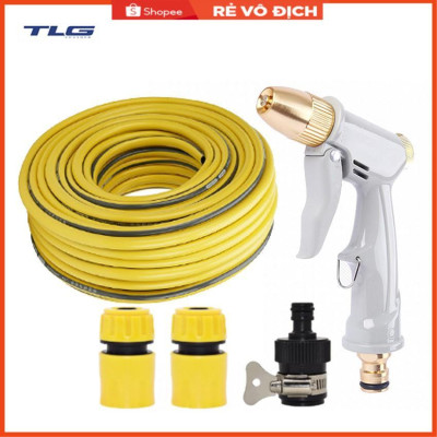 Bộ dây vòi xịt nước rửa xe, tưới cây tăng áp 3 lần, loại 20m (cút nhựa nối 713-1) 206846