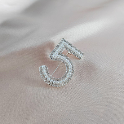 Ghim cài áo nam nữ, trâm cài áo số 5 đính đá cao cấp, brooches unisex