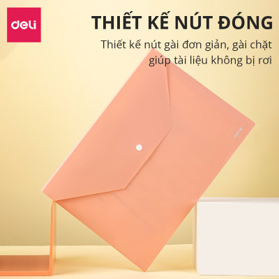 Túi file đựng tài liệu A4 Deli nhiều màu, clear bag bìa đựng tài liệu lưu trữ hồ sơ giấy tờ
