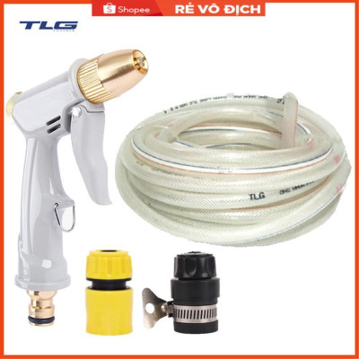 Bộ dây vòi xịt nước rửa xe, tưới cây tăng áp 3 lần, loại 20m (cút nhựa nối nhựa đen 713-2) 206846