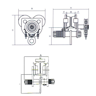 Rùa Kéo Tay, Cụm Móc Treo Palang Có Xích Dài 5m Dùng Để Treo Các Loại Tời Điện, Tời PA, Palang Xích (Loại 2 tấn) - Hàng Chính Hãng