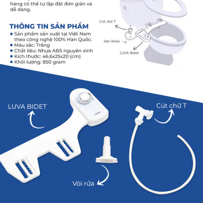 Thiết Bị Vòi Rửa Thông Minh Phiên Bản Tiết Kiệm LUVA Bidet LB101