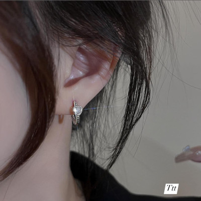 Bông tai bạc khuyên tròn thời trang chất liệu bạc s925 MS040b