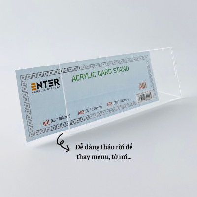 Biển chức danh, Bảng tên để bàn, Kệ mica chức vụ 1 mặt Enter A03 300x100mm (20)