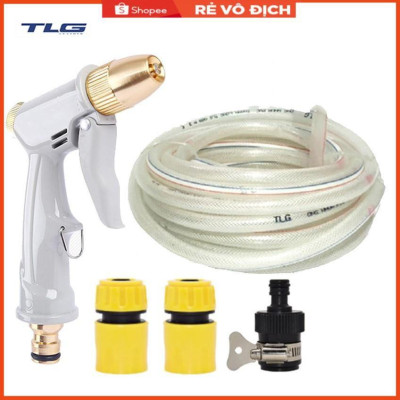 Bộ dây vòi xịt nước rửa xe, tưới cây tăng áp 3 lần, loại 15m (cút nhựa nối 713-1) 206846