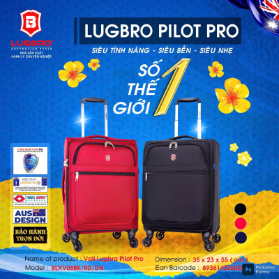 Vali Hành Lý Xách Tay Siêu Nhẹ LUGBRO PILOT PRO - Bảo Hành Trọn Đời
