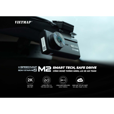 Camera hành trình VIETMAP SPEEDMAP M2 trước sau, cảnh báo giao thông, kết nối 4G tiện lợi - Hàng chính hãng