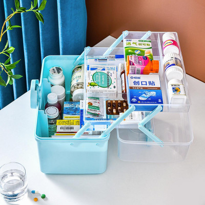 Hộp Thuốc Y Tế Gia Đình Hộp Thuốc 3 Tầng Mở 180 Độ Có Quai Xách Tiện Lợi Giao Màu Ngẫu Nhiên