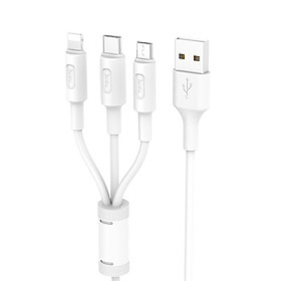 Cáp Sạc Hoco X25 - 3 Đầu (Lighting, Micro, Type-C) + Tặng Kèm Ghế Đỡ Điện Thoại Chữ O - Hàng Chính Hãng