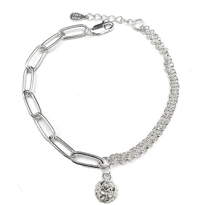 Lắc Tay Nữ Bạc Hiểu Minh LTU511 Quả Cầu Dây Xích