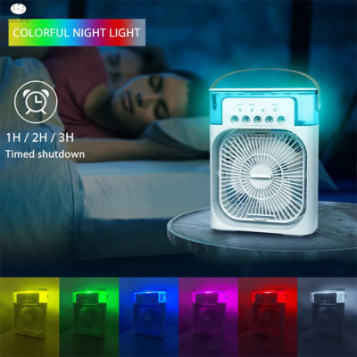 Quạt Điều Hòa Phun Sương Hơi Nước đá lạnh Mini Để Bàn 3 Chế Độ Tích Hợp Led, Chế Độ Hẹn Giờ