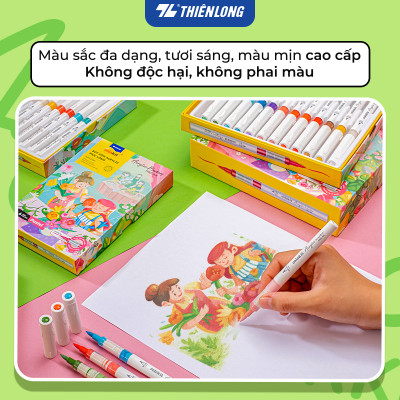 Pastel Acrylic Markers Bút sơn/ Bút lông 12/24/36 màu ThiênLong Colokit - Màu sắc tươi sáng, Mượt tay đều màu