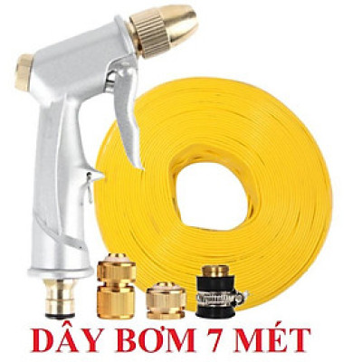 Bộ dây vòi xịt nước rửa xe, tưới cây . tăng áp 3 lần, loại 7m, 10m 206701 đầu đồng,cút đồng, + tặng đai