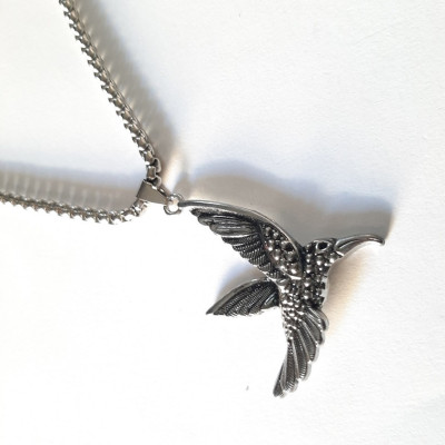 Dây chuyền nam mặt chim Ưng cá tính, mặt hợp kim không gỉ si mạ, dây titanium cao cấp dài 50cm, rộng 3-4mm